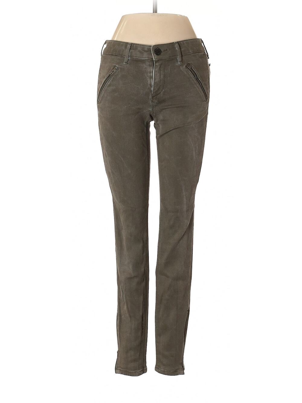 Habitual Amalia Hi Rise Zip Skinny Jeans 23 Olivine Camo Moto Made USA
